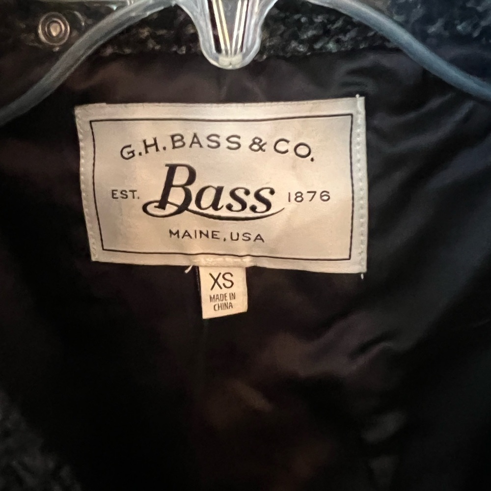 BASS Women’s Pea Coat w/ Faux Leather Sleeves Wool Blend Size XS - Picture 3 of 10